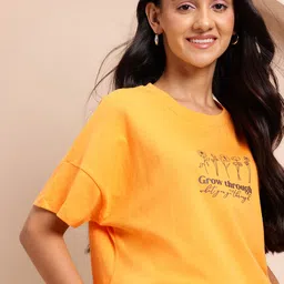 Mast & Harbour Women Floral Printed Pure Cotton T-shirt-picture-27