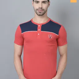 Dollar Men 2 Colourblocked Henley Neck Pockets T-shirt-picture-37