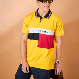 Club York Men Colourblocked Polo Collar Cotton T-shirt-picture-6