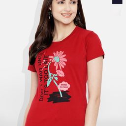 Fabflee Women Multicoloured 4 Printed Applique T-shirt-picture-20