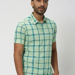 Mufti Slim Fit Tartan Checked Pure Cotton Casual Shirt-picture-21