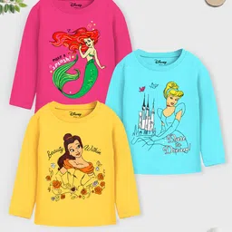 YK Disney Girls Pack Of 3 Blue & Yellow Printed T-shirt-picture-33