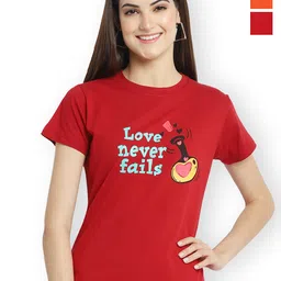 Fabflee Women Multicoloured 3 Printed Applique T-shirt-picture-23