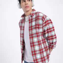 glitchez Checkered Charm Pocket Detail Oversized Shirt-picture-23