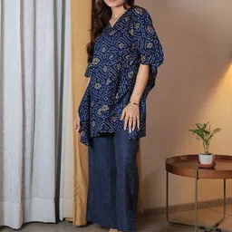Libas Women Ethnic Motifs Printed V-Neck Kaftan & Pyjamas-picture-35