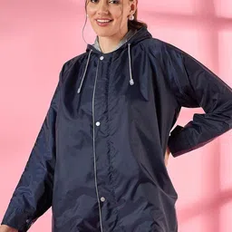 Style Quotient Navy Blue Hooded Reversible Rain Jacket-image-49