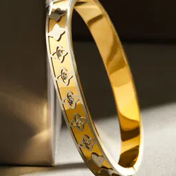 rubans voguish Rubans 18K Gold Plated Stainless Steel Tarnish Free Waterproof Floral Cutout Openable Bracelet-picture-35