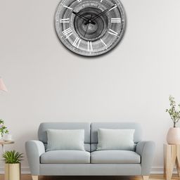 OLIVE TREE Grey & Black Printed Contemporary Wall Clock-picture-30