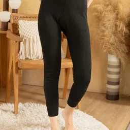 Lux Cottswool Women Black Solid Cotton Thermal Bottoms-picture-38