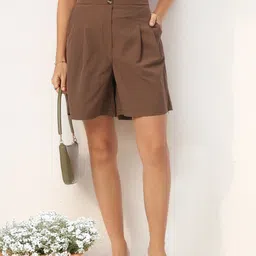 DressBerry Minimalist Trendsetter Pleated Women Shorts-image-58
