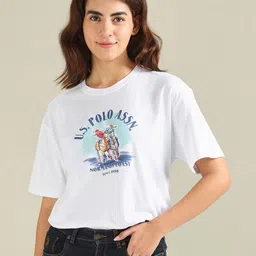 U.S. Polo Assn. Women Printed Cotton Oversized T-shirt-picture-23