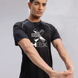 HRX by Hrithik Roshan Brand Logo Print Rapid-Dry Training T-shirt-picture-27