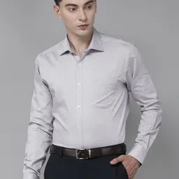 Park Avenue Men Grey Textured Slim Fit Formal Shirt-image-94