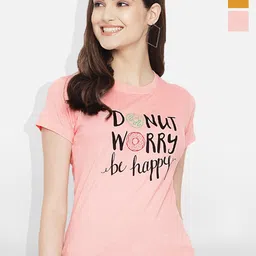 Fabflee Women Multicoloured 4 Printed V-Neck T-shirt-picture-25