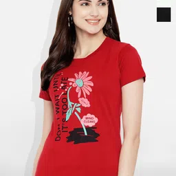 Fabflee Women Multicoloured 3 Printed V-Neck T-shirt-picture-17