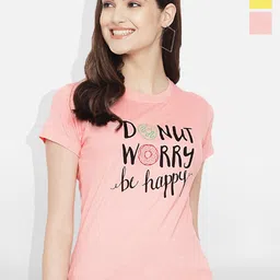 Fabflee Women Multicoloured 4 Printed V-Neck T-shirt-picture-33