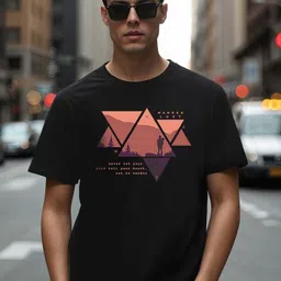 Bewakoof Men Black Printed Applique T-shirt 100% cotton.-image-82