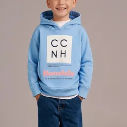Cherry Crumble Unisex Kids Blue Printed Hooded Sweatshirt-picture-35