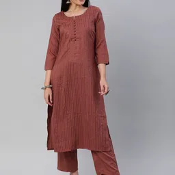 KALINI Women Self Design Pure Cotton Kurta With Trousers-picture-21