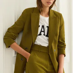 NEXT  Women Peaked Lapel Collar Double-Breasted Blazer-picture-23