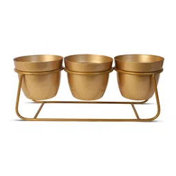 Nymph Reva Gold-Toned 3 Pieces Flower Planters With Stand image 5