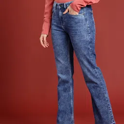 all about you Women Slim Bootcut High-Rise Heavy Fade Stretchable Jeans image 3