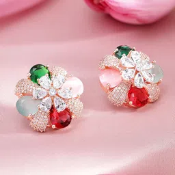 Rubans Gold-Toned Floral Studs Earrings image 1