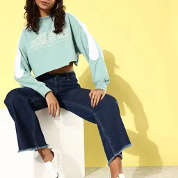 The Roadster Life Co. Typography Printed Crop Sweatshirt image 5