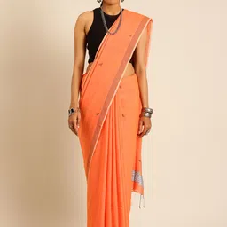 Taavi Handloom Woven Buti Cotton Jamdani Saree image 5