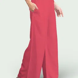 Jinfo Women Peach Viscose Rayon Parallel Pocket Palazzo image 5