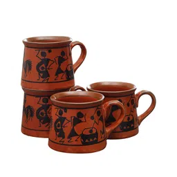 MIAH Decor Set Of 4 Maroon & BlackPrinted Ceramic Cups image 3
