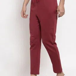 DOOR74 Men Maroon Solid Track Pant image 5