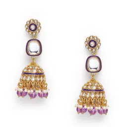 Peora Gold-Plated Kundan & Beads Studded Jewellery Set image 3
