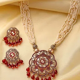 ADIVA Gold-Plated Kundan Studded & Beaded Jewellery Set image 4