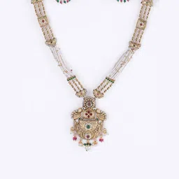 PANASH Gold-Plated Stone-Studded & Beaded Jewellery Set image 5