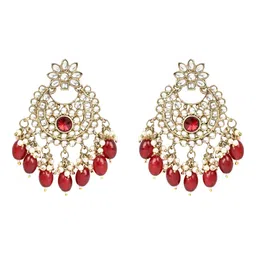 I Jewels Gold-Plated Kundan Studded Contemporary Chandbali image 3