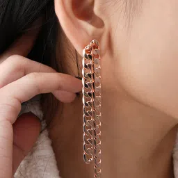 SWASHAA Rose Gold Plated Stainless Steel Drop Earrings image 3