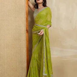 Satrani Bandhani Printed Pure Georgette Bandhani Saree image 4