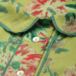 SANSKRUTIHOMES Women Green Pure Cotton Printed Shorts Set image 2