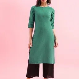 KALINI Selection Of 2 Striped Round Neck Straight Kurtas image 3