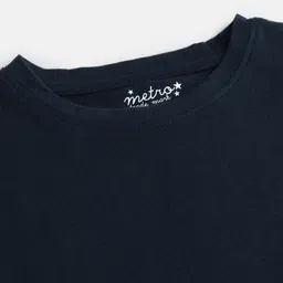 METRO KIDS COMPANY Navy Blue Extended Sleeves Pure Cotton Crop Top image 3