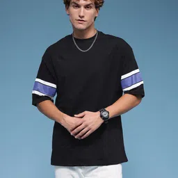 HERE&NOW Varsity Printed Drop-Shoulder Sleeves Pure Cotton Relaxed Fit T-shirt image 2