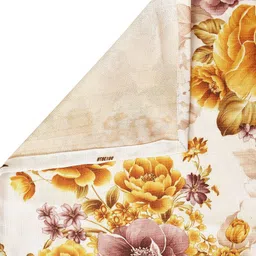 KLOTTHE Off-White & Yellow Floral Print Rectangular Table Cover image 2
