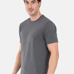 Jockey Men Grey Melange Solid Round Neck T-shirt image 2