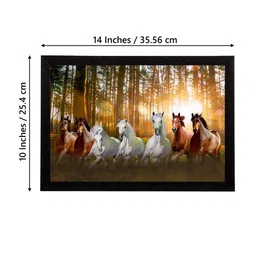 eCraftIndia White & Brown 7 Lucky Running Horses Satin Matt Textured UV Art Painting image 3
