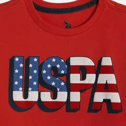 U.S. Polo Assn. Kids Boys Red Brand Logo Print Pure Cotton Sweatshirt image 3