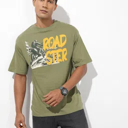 The Roadster Life Co. Relaxed Fit Graphic Printed Pure Cotton T-shirt image 3