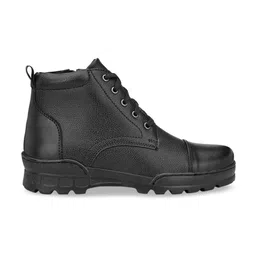 Delize Men Black Solid Mid-Top Flat Boots image 3