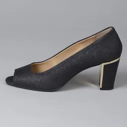Biba Black Block Peep Toe Heels image 4