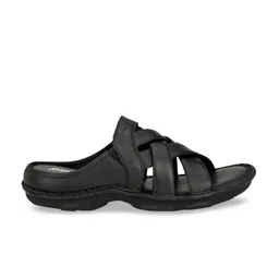 Hitz Men Black Leather Comfort Sandals image 4